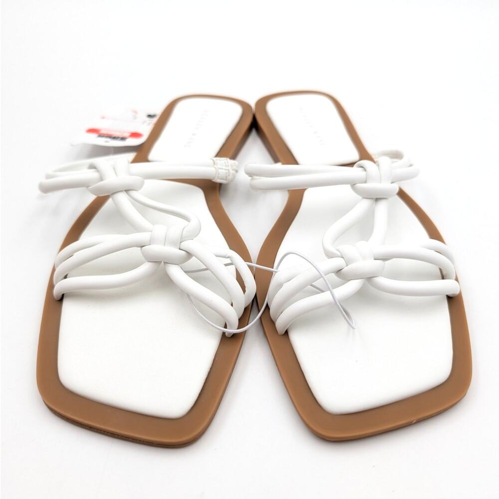 Azalea Wang Stetson Tubular Straps Knot Flat Sandals Women's White Size US8 EU39 - Picture 2 of 10